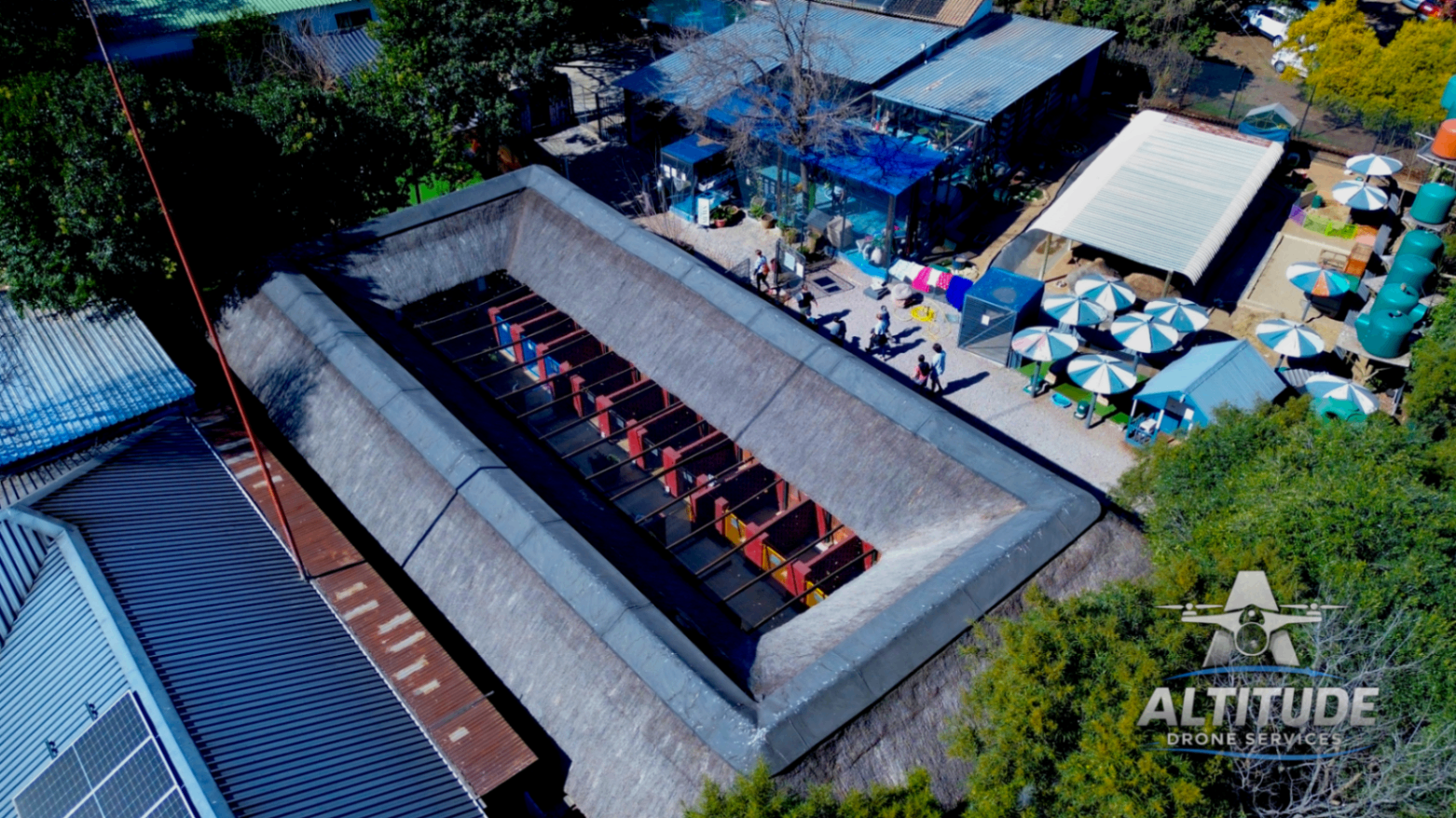 Woodrock — Thatched Courtyard from Above